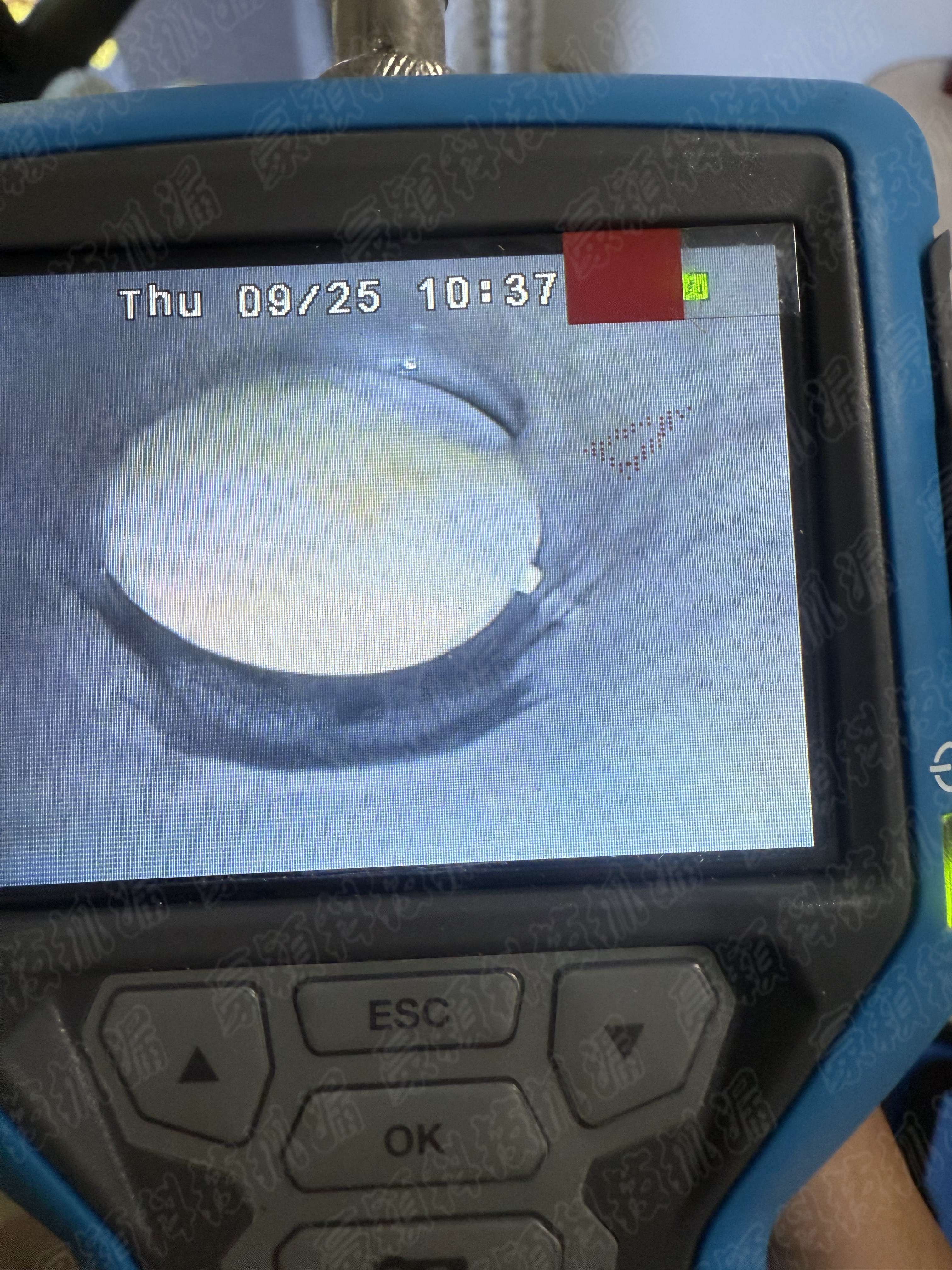 內視鏡進行管道檢測的畫面