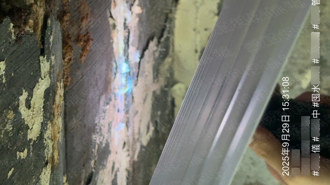 牆角嚴重的壁癌現象，以及明顯的水痕