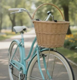 Vista 3 de Cesta Delantera Con Asa Entrelazada Canasta Bicicleta 