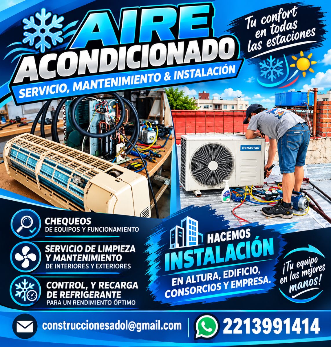 Instalación y mantenimiento y limpieza de aire acondicionado
