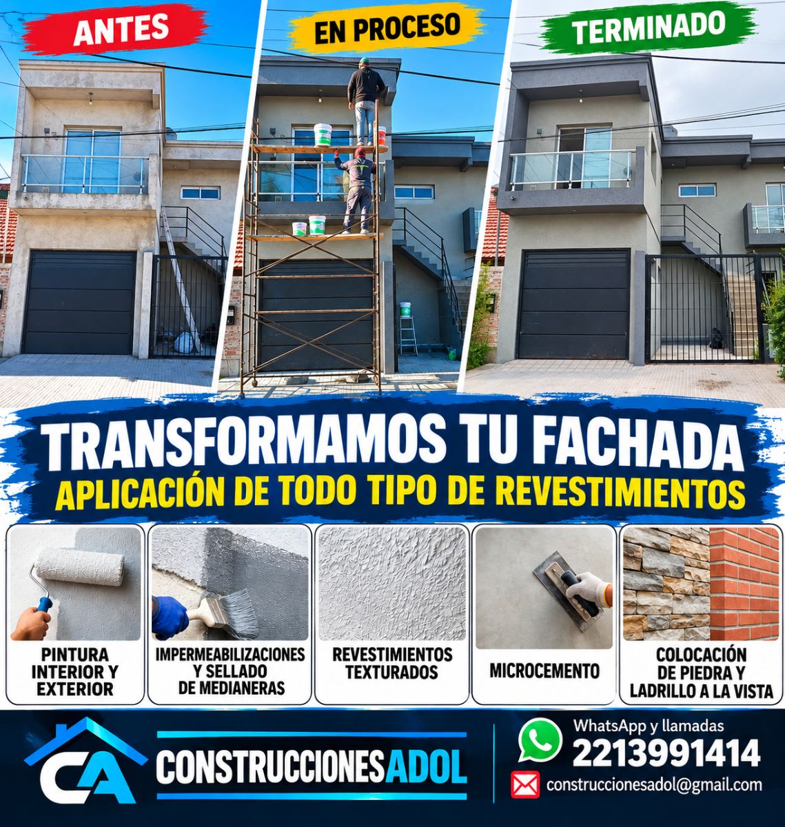 Restauración y revestimientos de edificios y residencias..