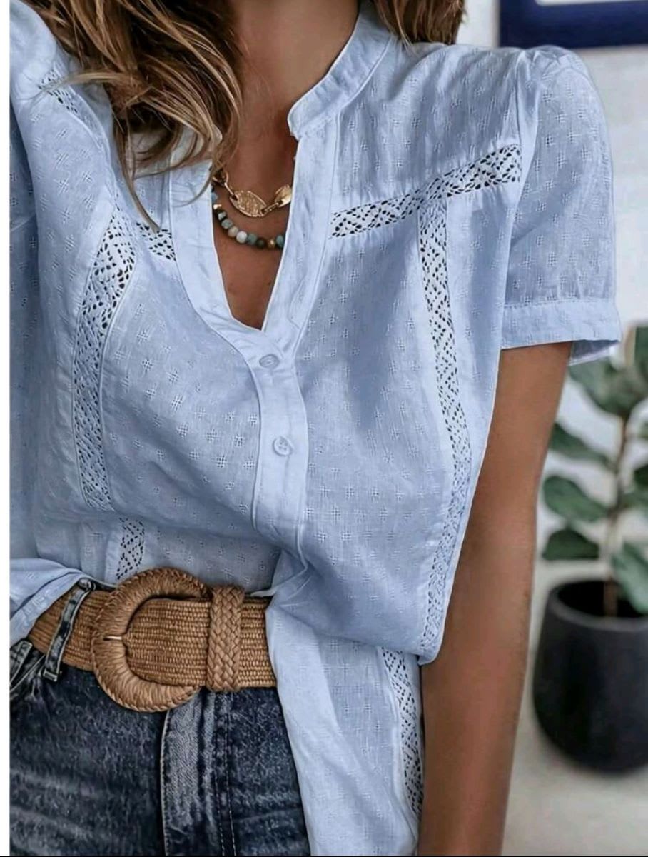 Camisa celeste manga corta