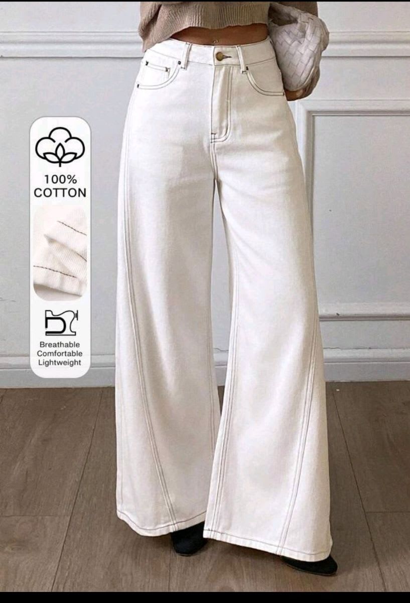 Pantalón jeans crema