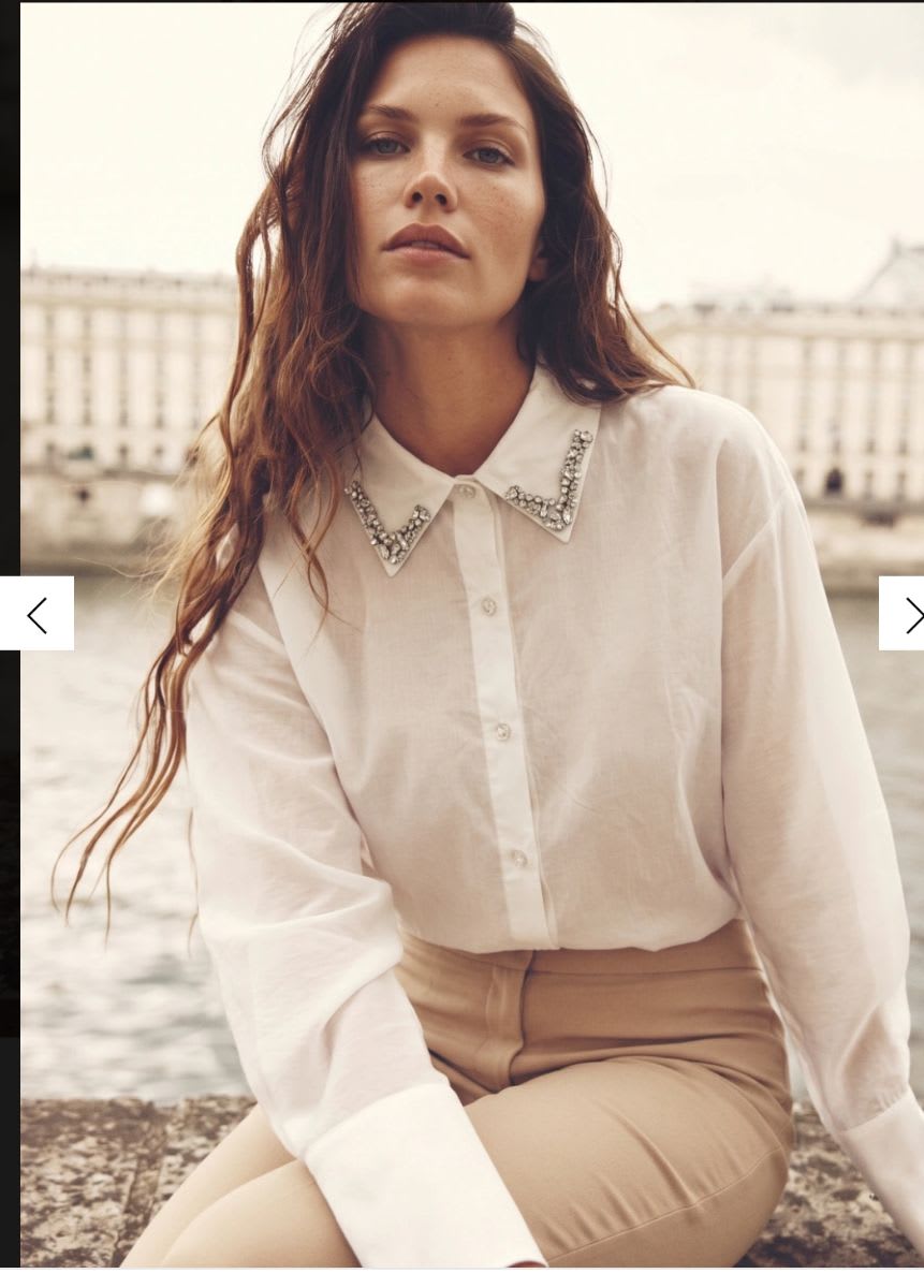 Camisa , cuello bordado