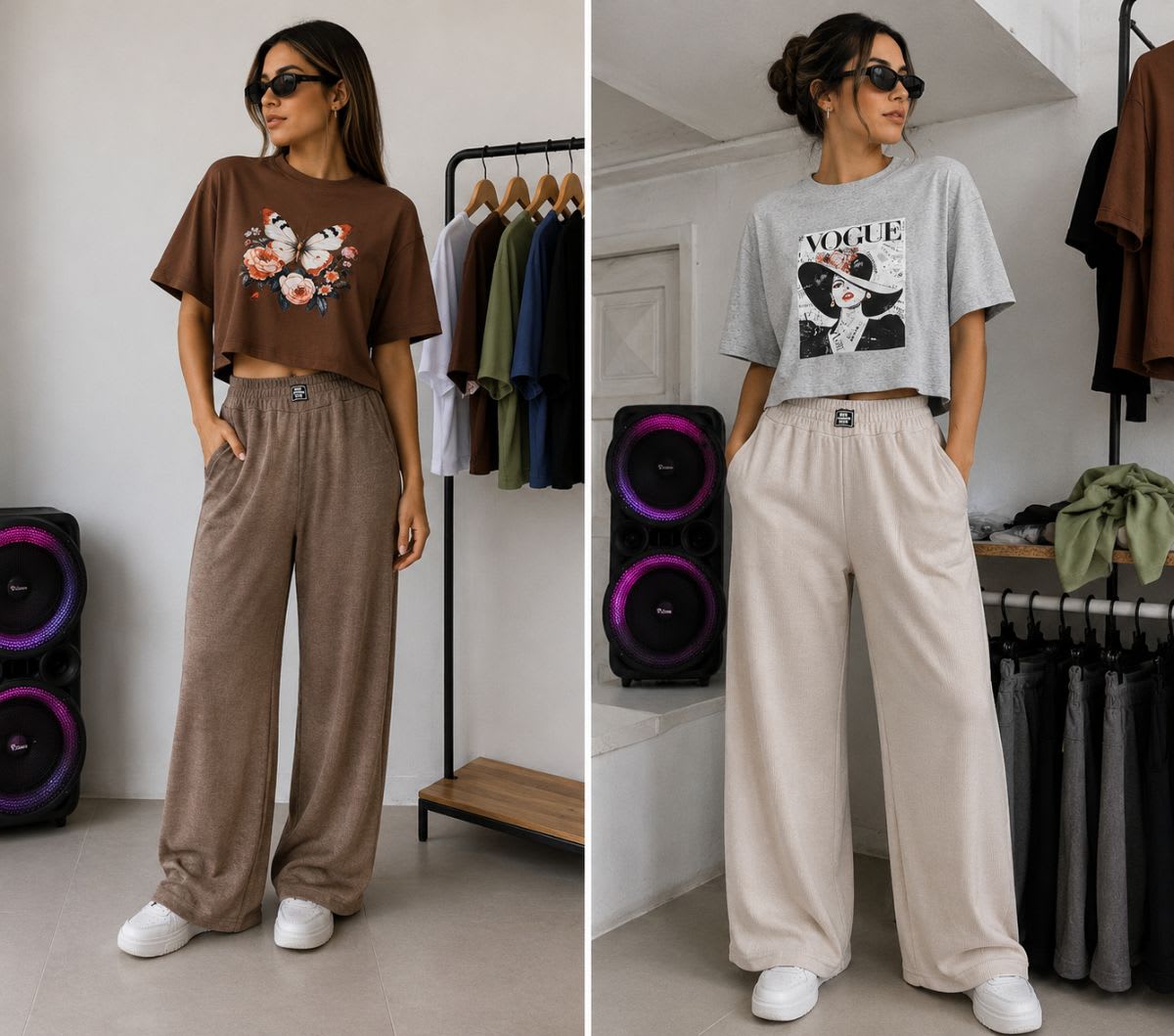 Vista 3 de Palazzo + remera  💣 promoción 