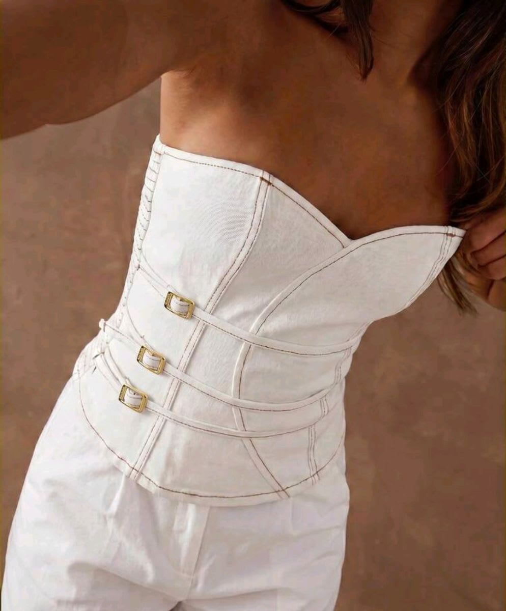 Vista 3 de Corset jeans blanco