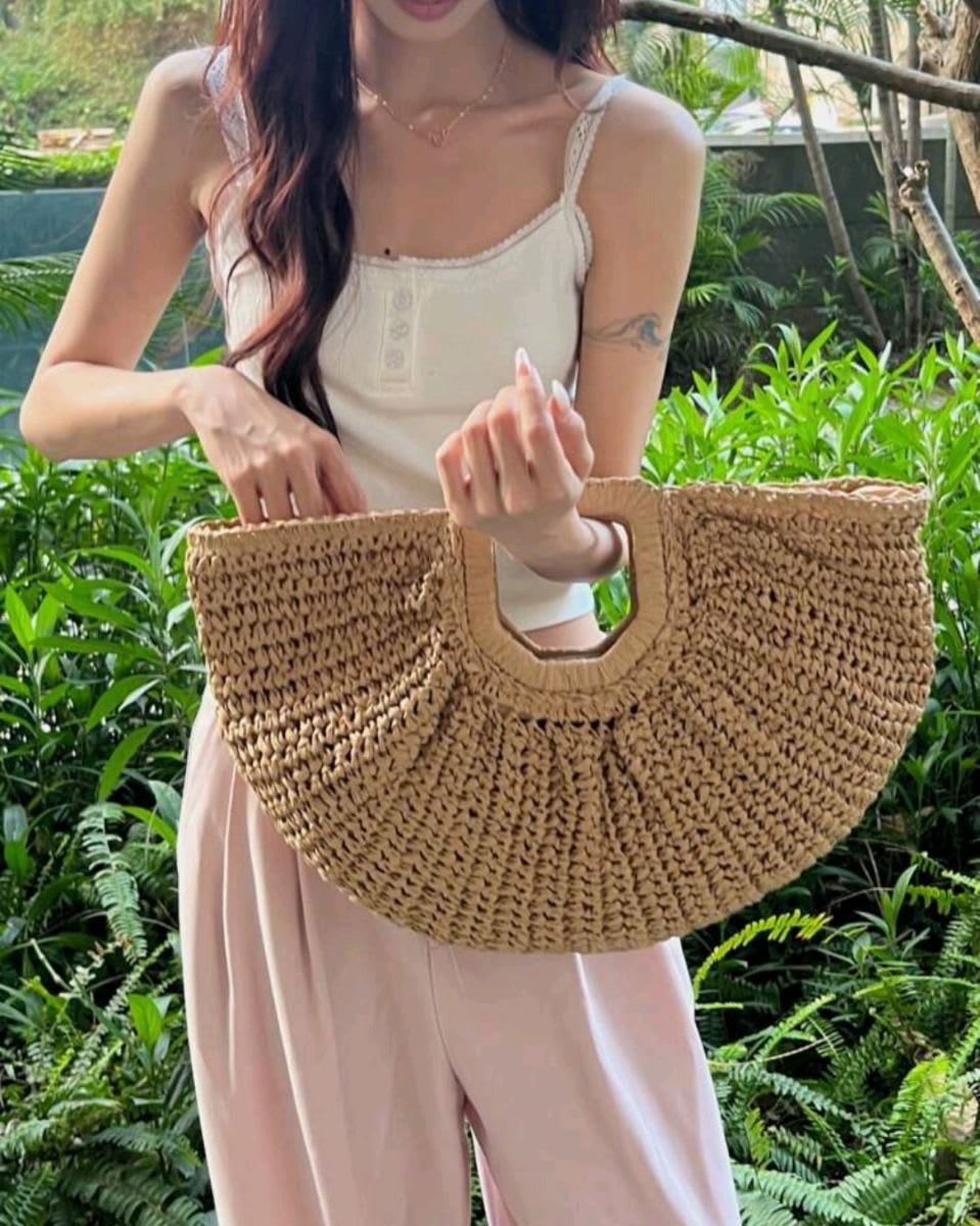 Cartera yute oval