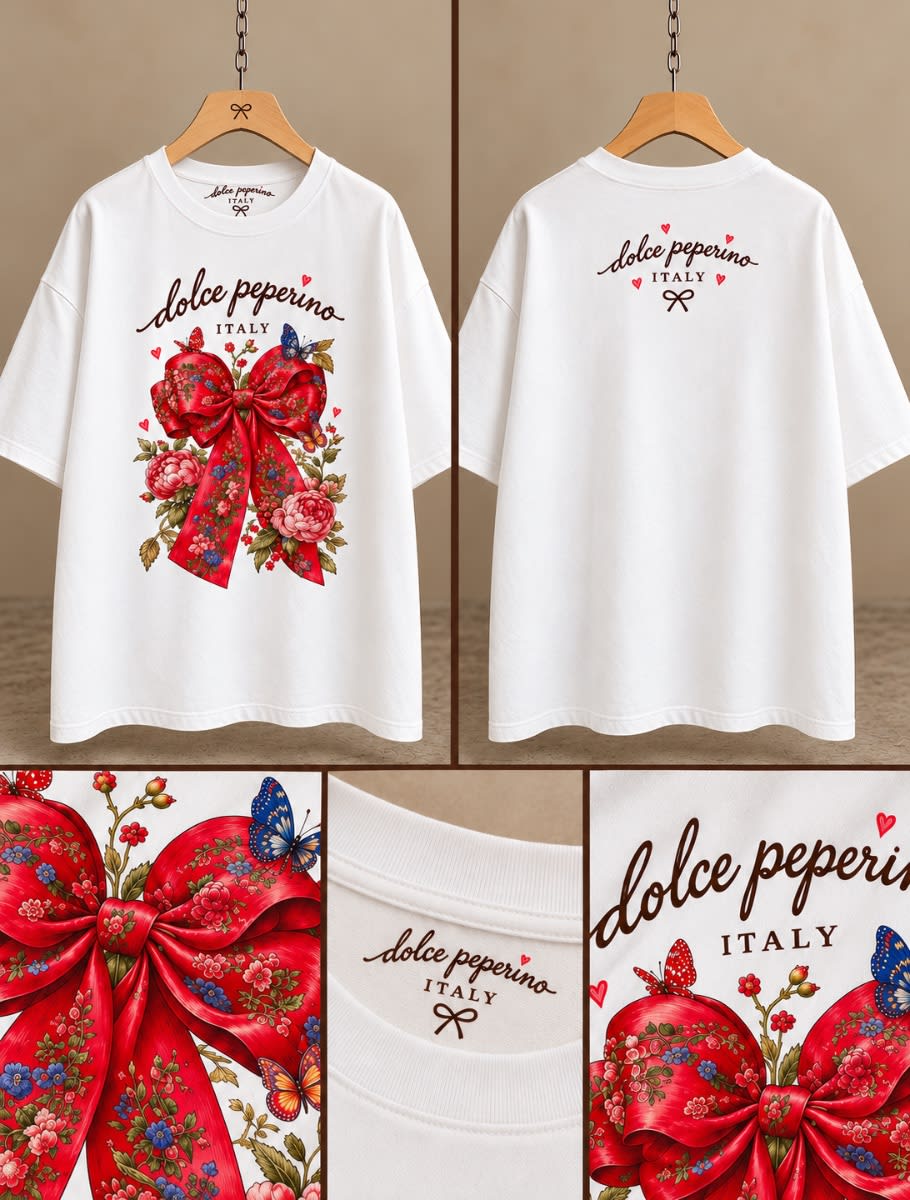 Vista 3 de Remera Moño rojo ❤️ Dolce Peperino Italy 🇮🇹