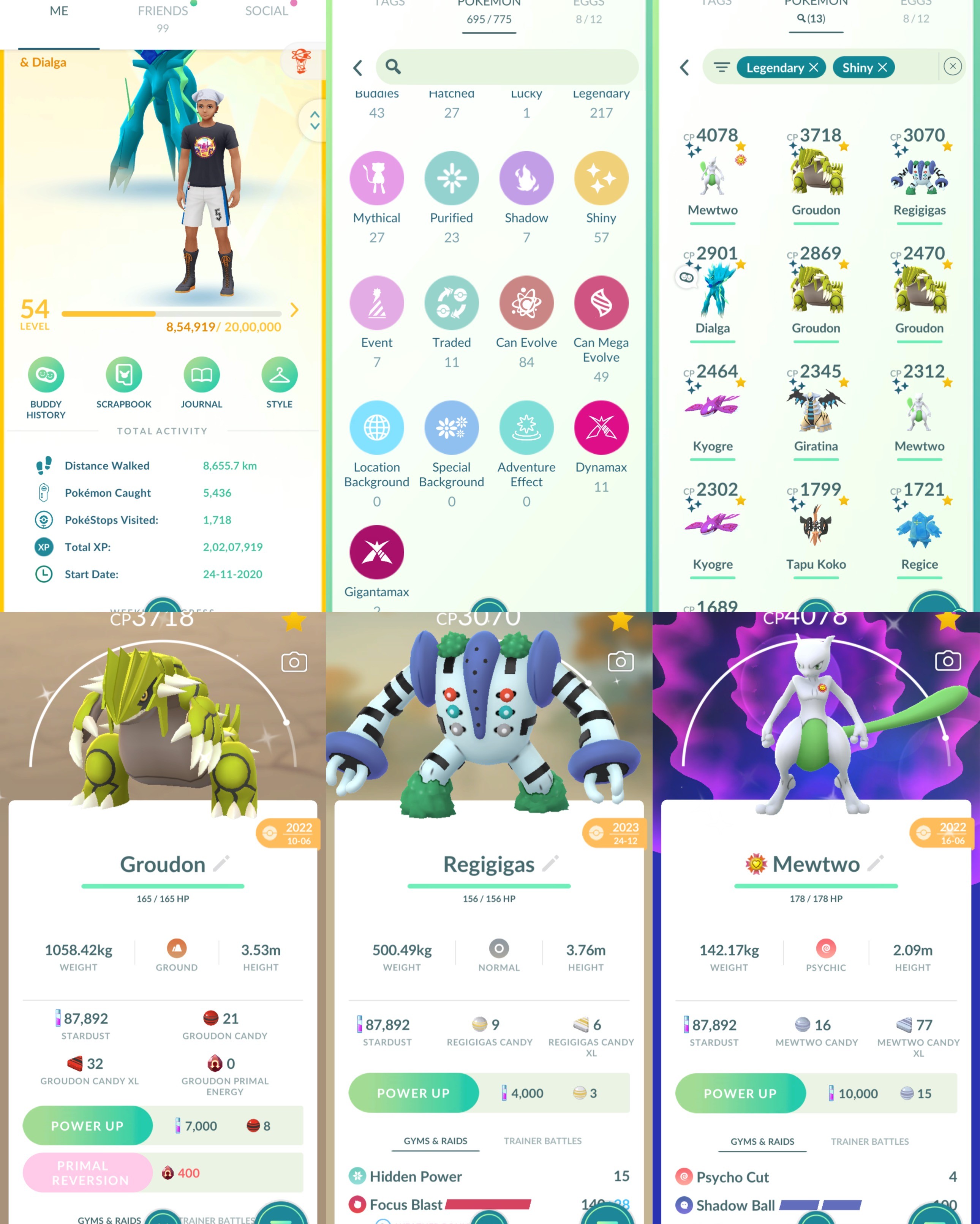 Pokemon Go Account – Level 54 Instinct | 2 Shiny Mewtwo | 97 Hundo | 2 Gigantamax | 13 Shiny&Leg | 21 Mewtwo | 217 Legendary | 57 Shiny | Shiny Groudon | Shiny Dialga | Instant Del Pokemon Go Account – Level 54 Instinct | 2 Shiny Mewtwo | 97 Hundo | 2 Gigantamax | 13 Shiny&Leg | 21 Mewtwo | 217 Legendary | 57 Shiny | Shiny Groudon | Shiny Dialga | Instant Del
