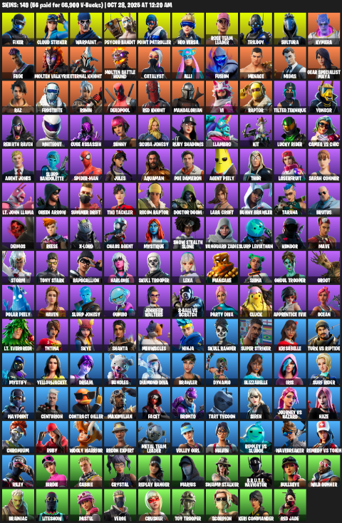 Fortnite Account ( PC / XBOX ) (Leviathan Axe, Point Patroller, Gear Specialist Maya, Lara Croft, Fixer, Cloud Striker, Warpaint, Psycho Bandit, Neo Versa, Rose Team Leader, Trilogy, Sultura, Kymera, Fade, Molten Valkyrie, Eternal Knight, Catalyst, Alli, Fusion, Menace) (149 Skins) Fortnite Account ( PC / XBOX ) (Leviathan Axe, Point Patroller, Gear Specialist Maya, Lara Croft, Fixer, Cloud Striker, Warpaint, Psycho Bandit, Neo Versa, Rose Team Leader, Trilogy, Sultura, Kymera, Fade, Molten Valkyrie, Eternal Knight, Catalyst, Alli, Fusion, Menace) (149 Skins)