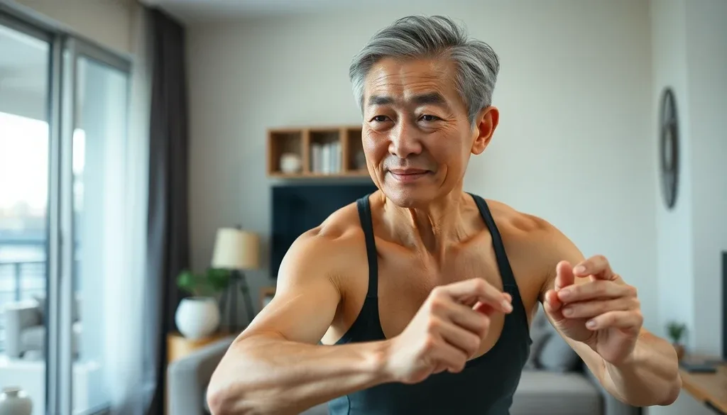 집에서 쉽게 할 수 있는 50대 맞춤 맨몸 운동법 이미지