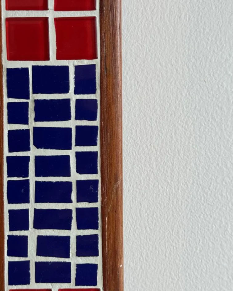Espejo de Pared Artesanal en Madera y Mosaico 