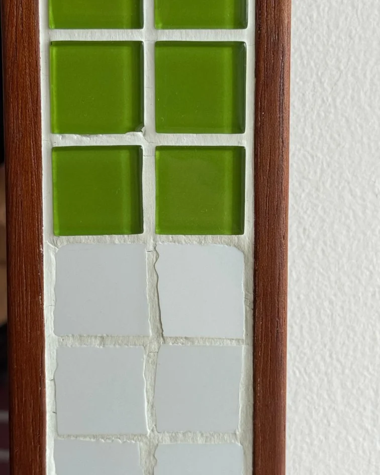 Espejo de Pared Artesanal Verde en Madera 