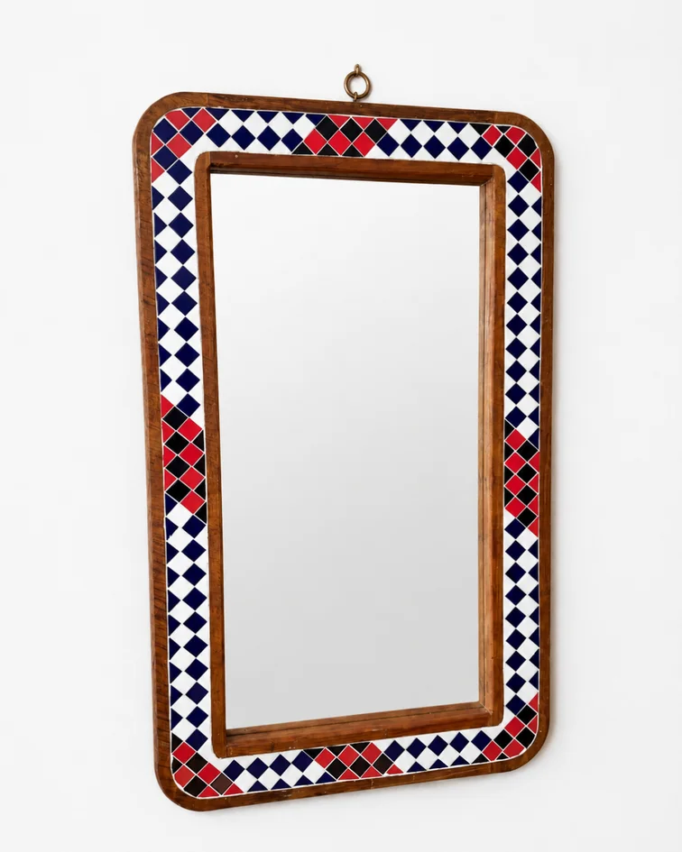  Espejo de Pared Artesanal con Diseño de Rombos
