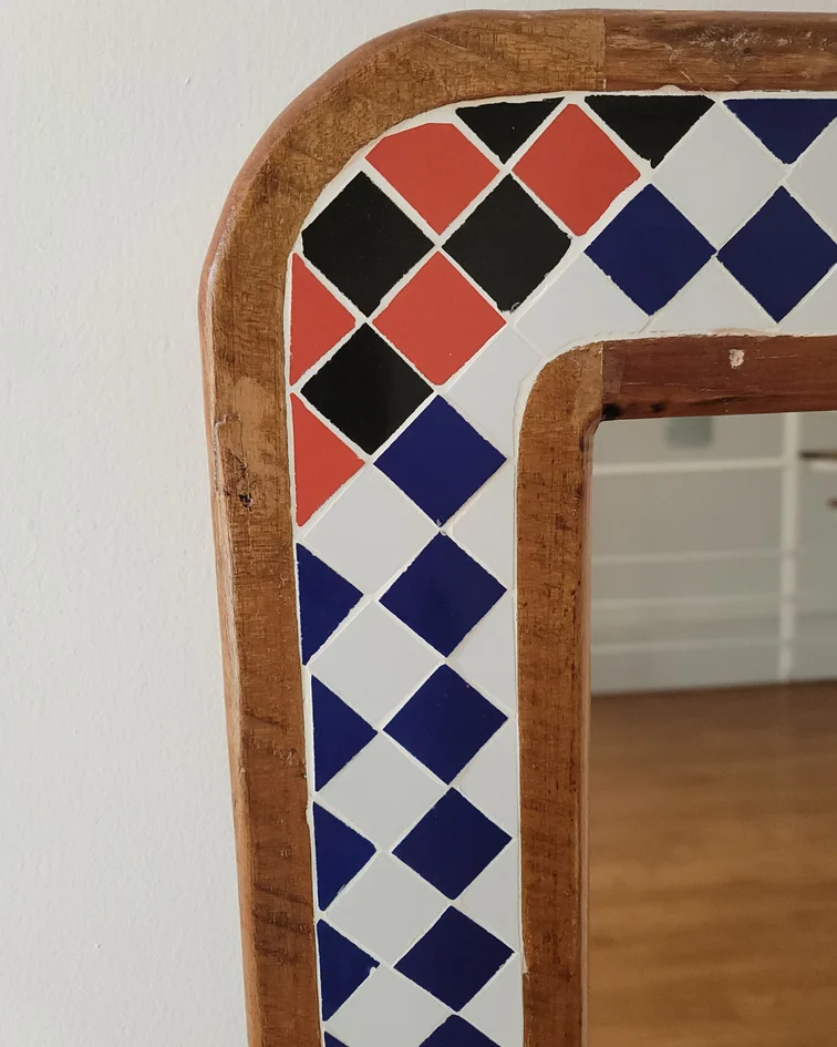  Espejo de Pared Artesanal con Diseño de Rombos