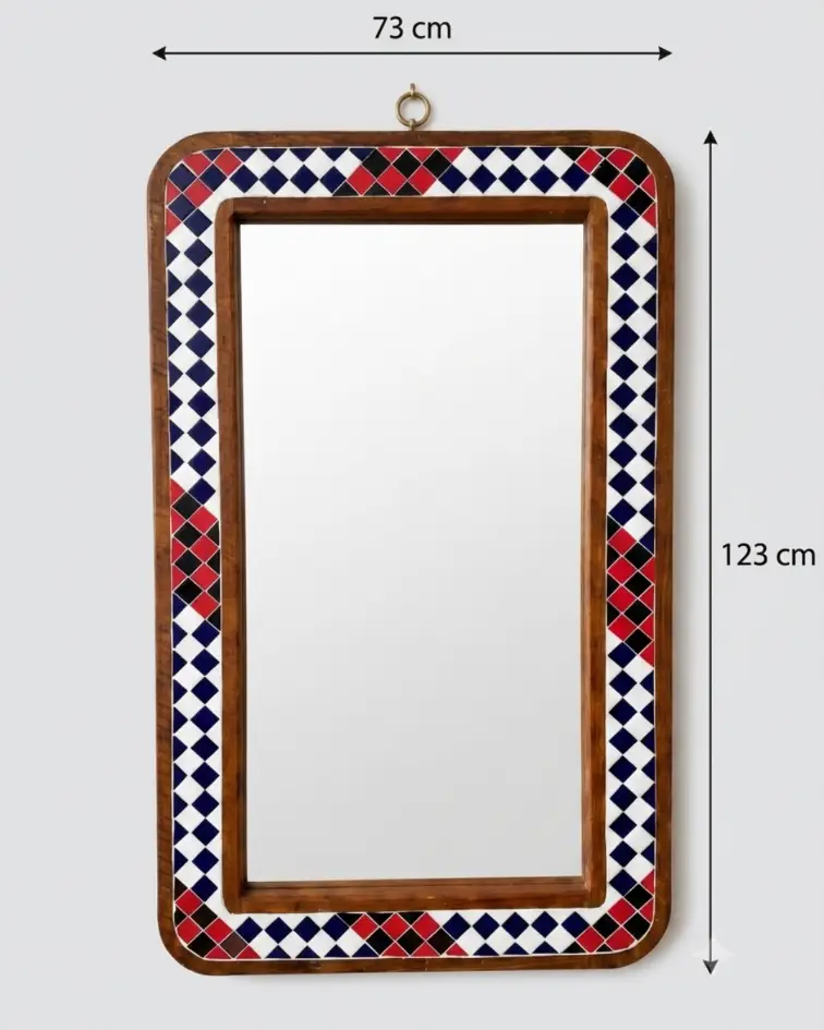  Espejo de Pared Artesanal con Diseño de Rombos