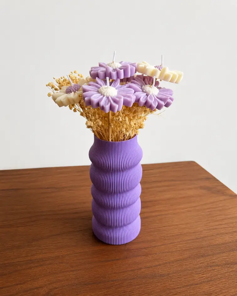 Jarrón Decorativo Morado con Flores Aromáticas