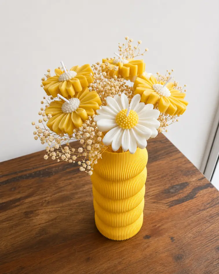 Jarrón Decorativo Amarillo con Flores Aromáticas 