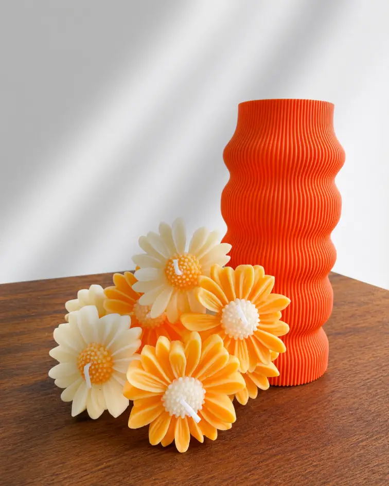 Jarrón Decorativo Naranja con Flores Aromáticas