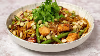 Stir-fried salmon