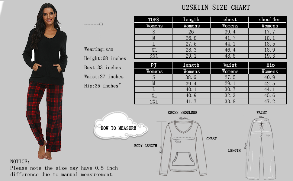 U2SKIIN Couple Pajama Sets, Plaid Matching Pajama Set for Men and Women  Soft Warm Pjs Set（Gray Mel./Black-Grey Plaid Womens, Medium） 