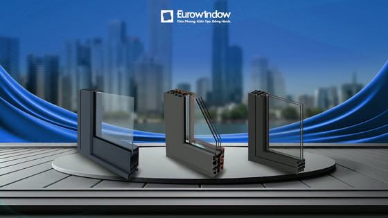 Mặt cắt thực tế 3 hệ profile cửa nhôm tiêu chuẩn và có cầu cách nhiệt Eurowindow