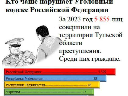 Граждане каких стран чаще всего нарушают Уголовный кодекс РФ в Туле?