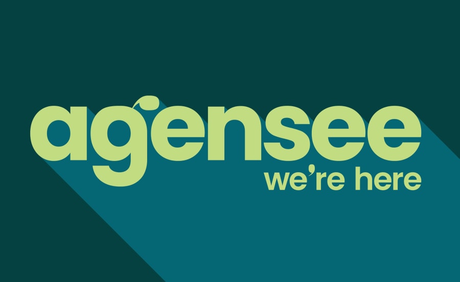 The logo in lime green on a dark green background, with a mid-green drop shadow giving a retro three-dimensional effect.