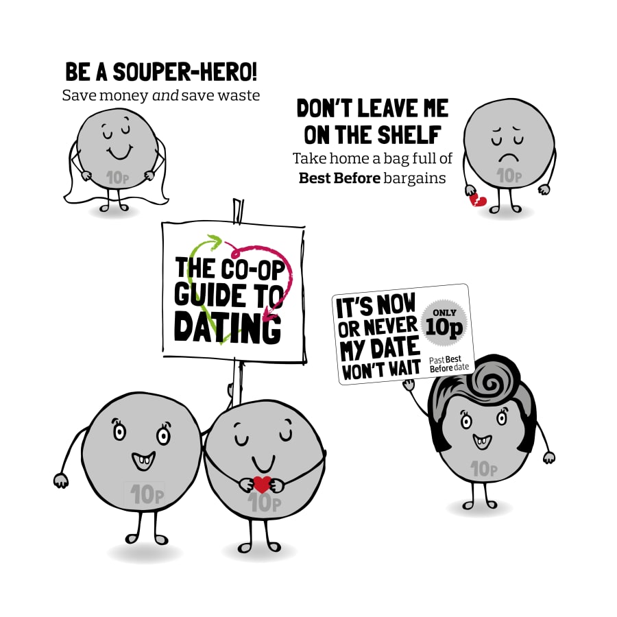 10p characters with various messages.
