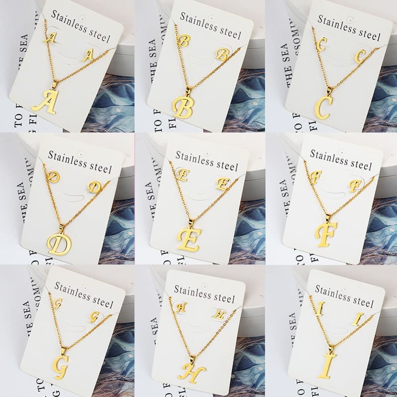 Titanium Steel Alphabet Jewelry Set