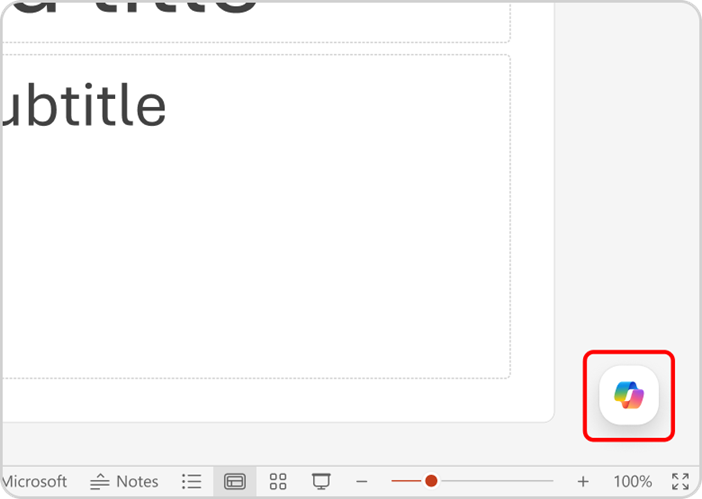 Microsoft Copilot PowerPoint 에이전트 모드 인터페이스