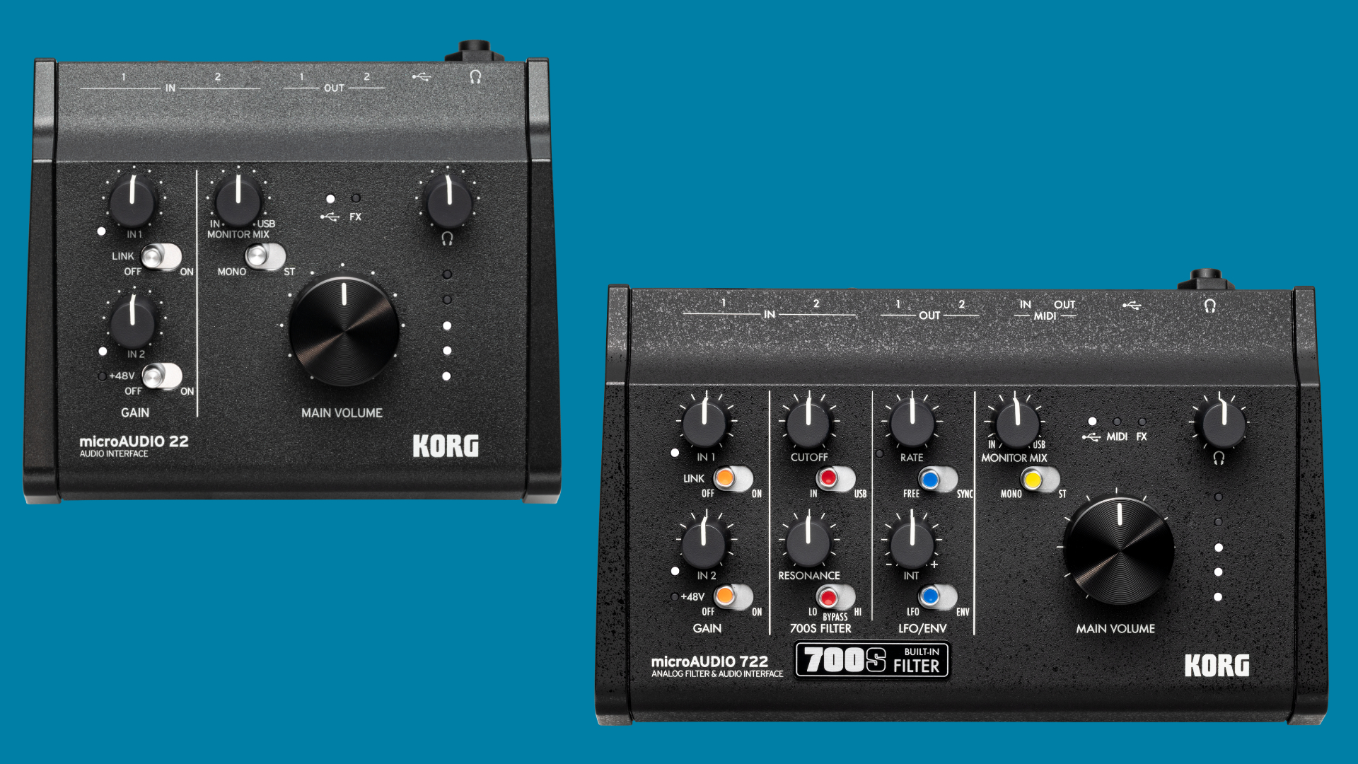 Korg microAudio 722 with analog filter section detail