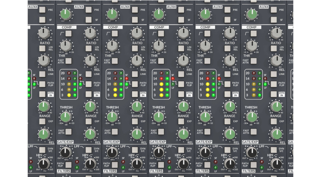SSL NAMM 2026 ORIGIN EVO E Series channel dynamics close-up