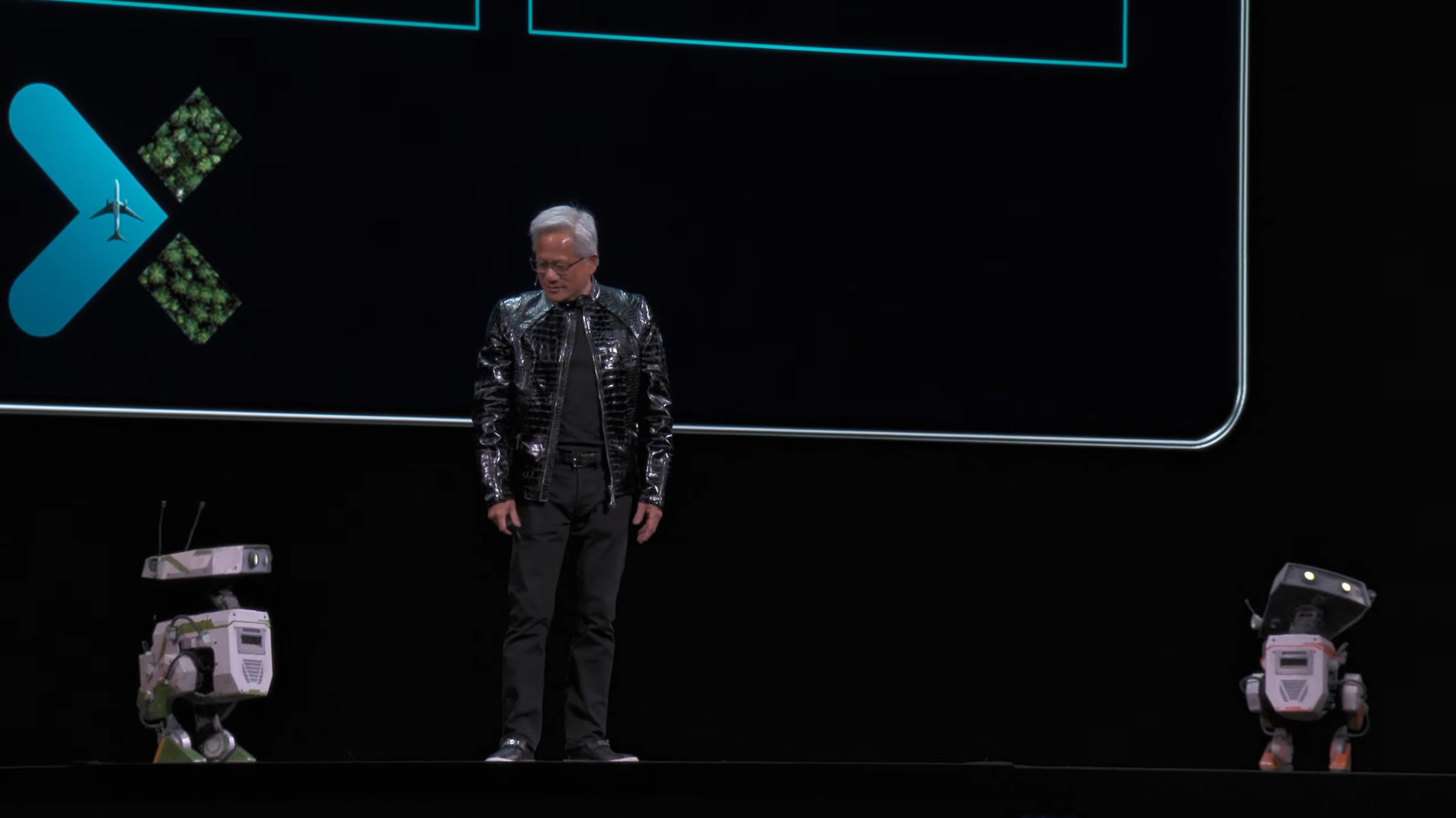 Jensen Huang on stage at CES 2026 keynote