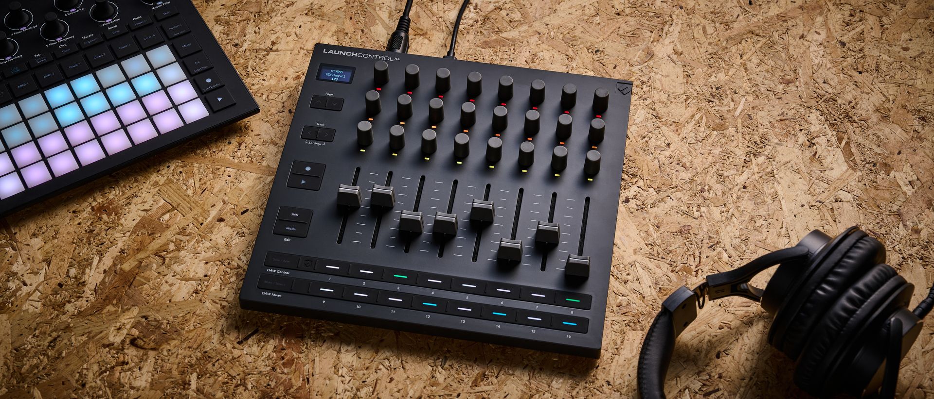 MIDI controller studio desk setup for music production 2025