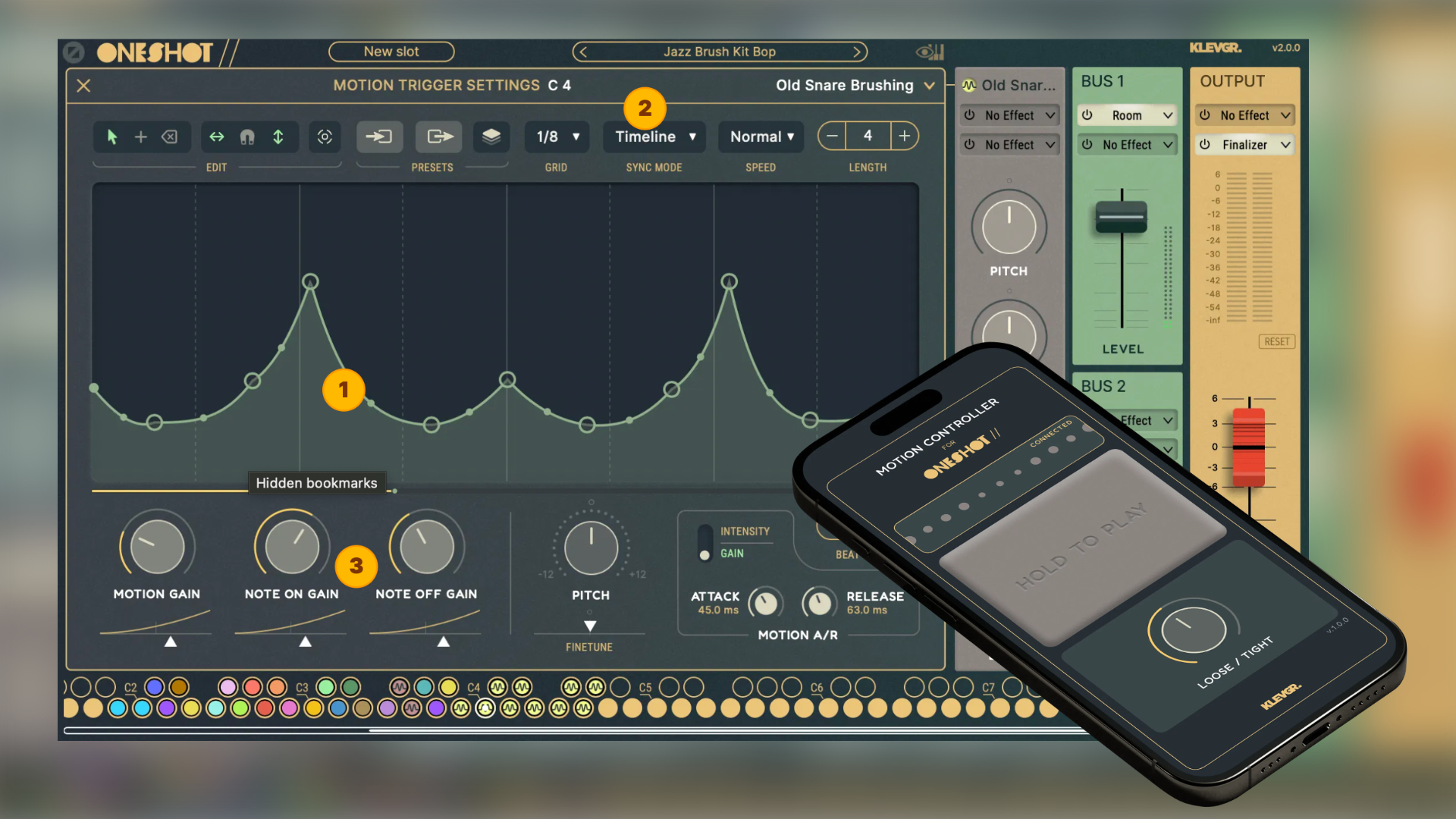 Klevgrand OneShot2 Motion Engine interface