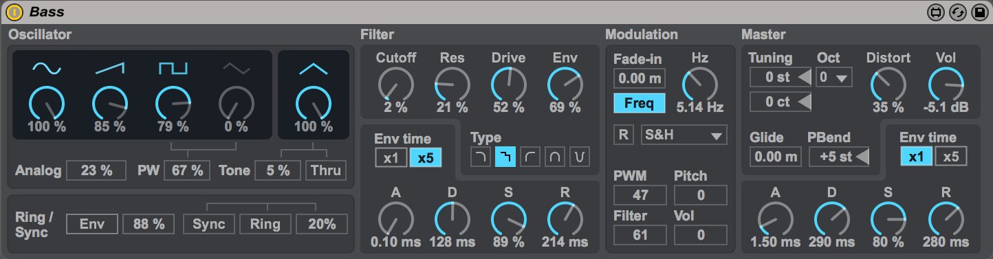 Max for Live Essentials bass synth device interface