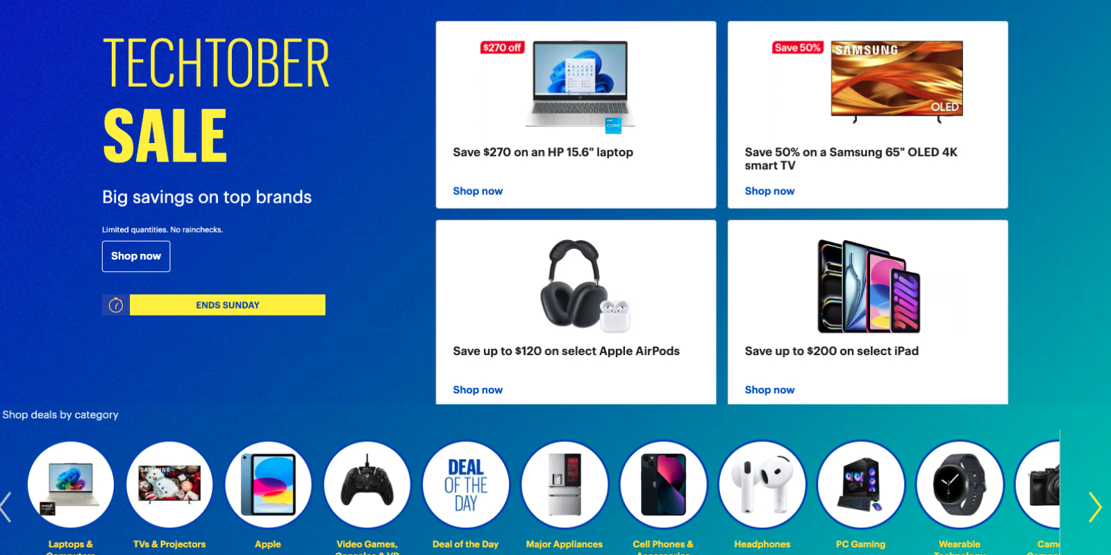 Best Buy Techtober sale competing with Amazon Prime Day October 2025