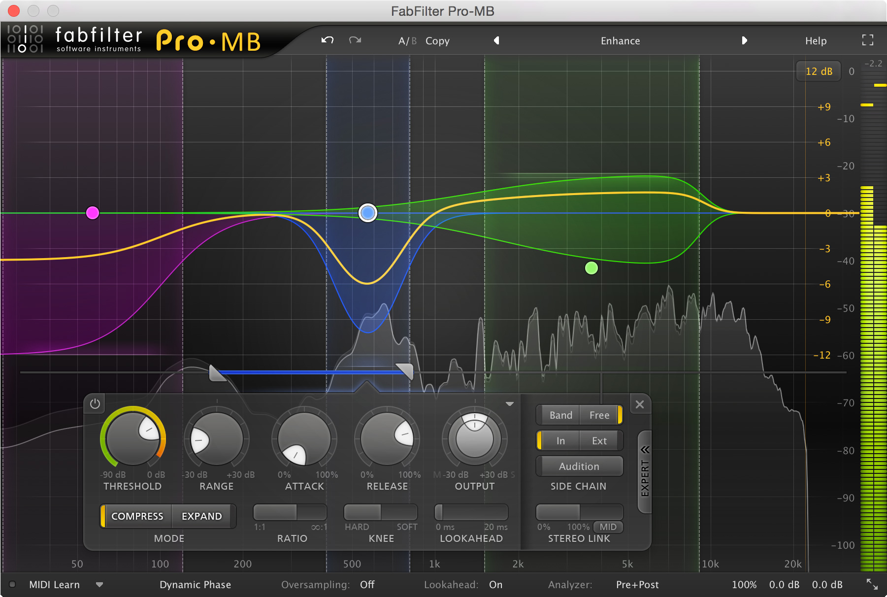 멀티밴드 컴프레션 마스터링 FabFilter Pro-MB 인터페이스