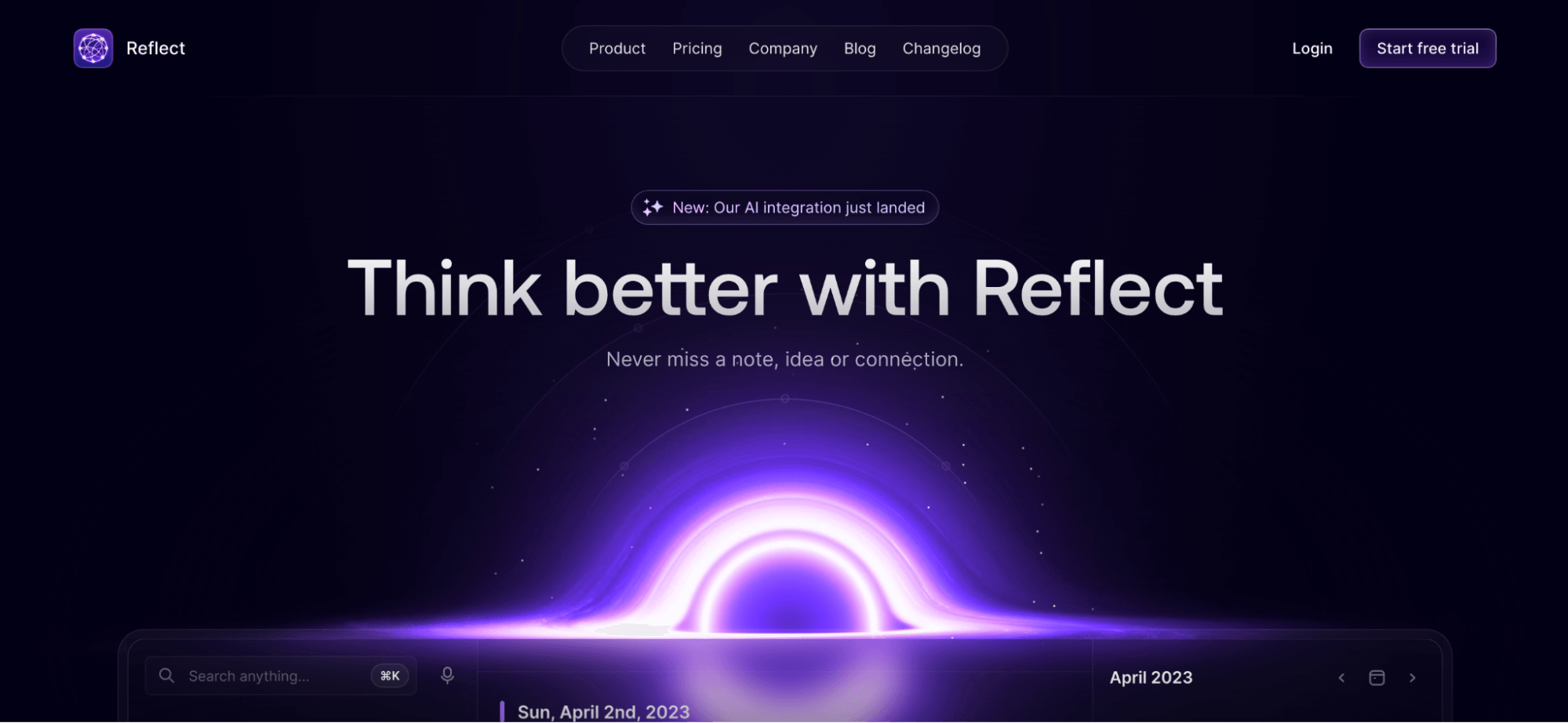 AI note taking app comparison - Reflect Notes AI features