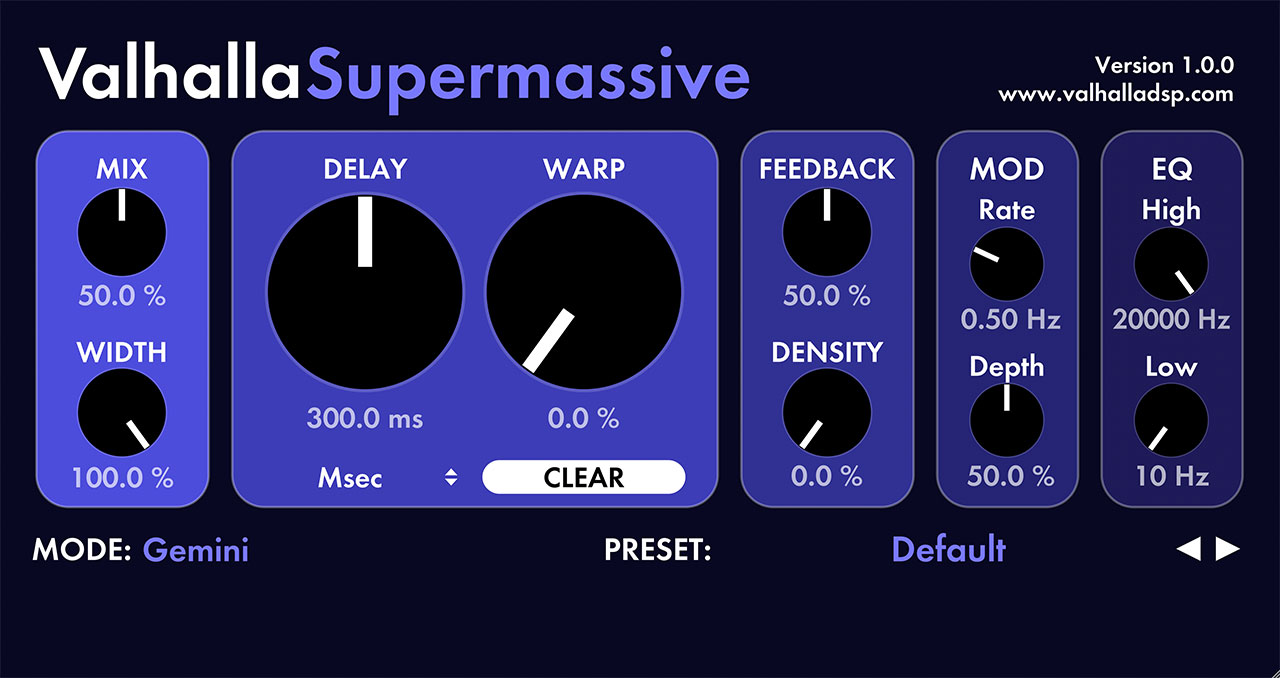 Best free reverb plugins 2025 - Valhalla Supermassive interface