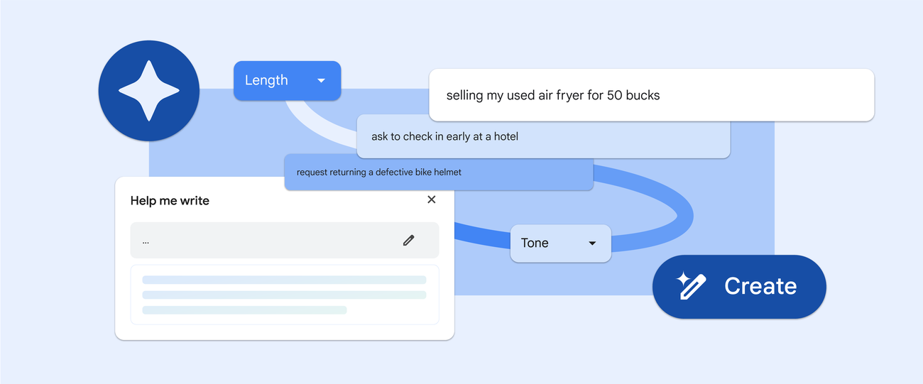 Chrome AI writing assistant Help Me Write interface in browser
