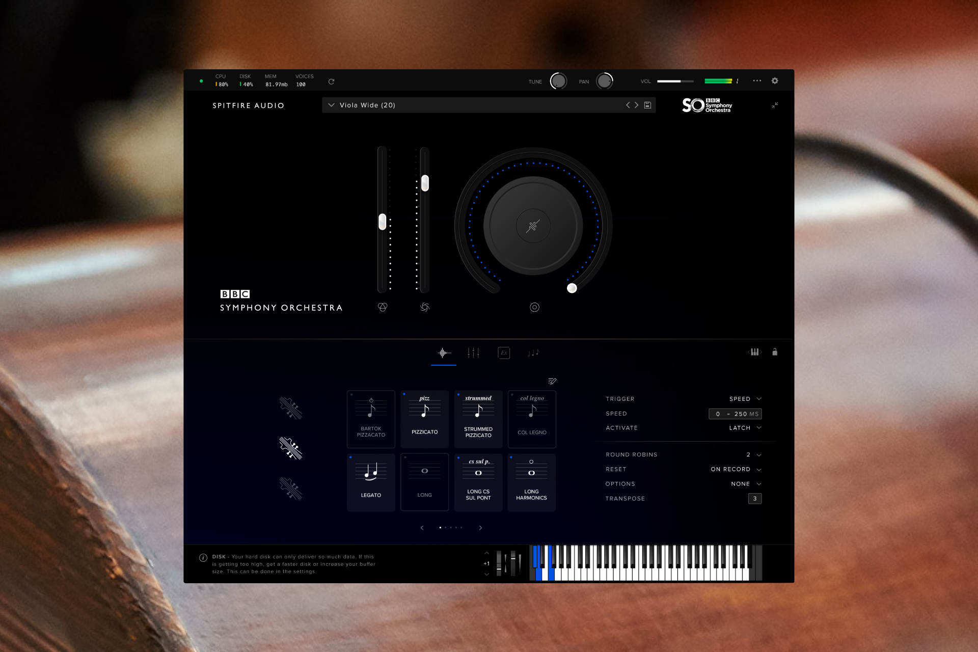 BBC Symphony Orchestra Professional plugin interface by Spitfire Audio