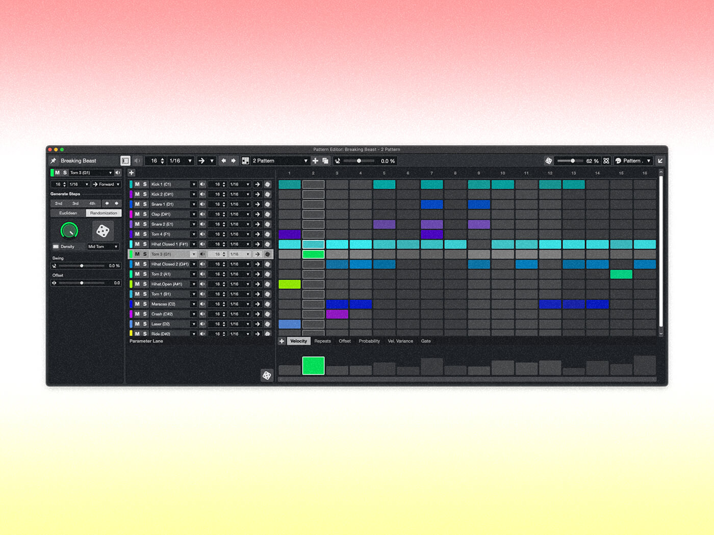 Steinberg Cubase 14 Pattern Editor interface