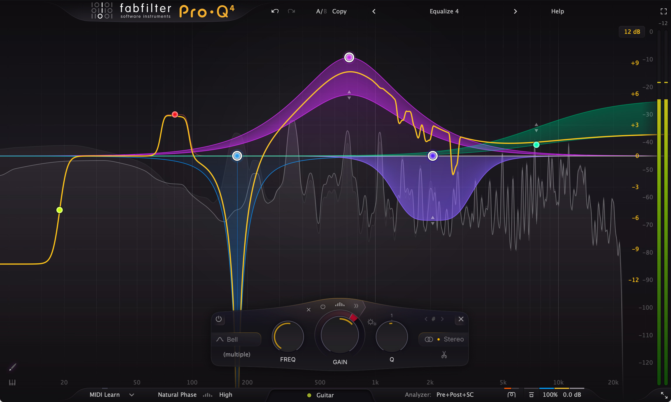 FabFilter Pro-Q 4 equalizer plugin interface with spectrum analyzer