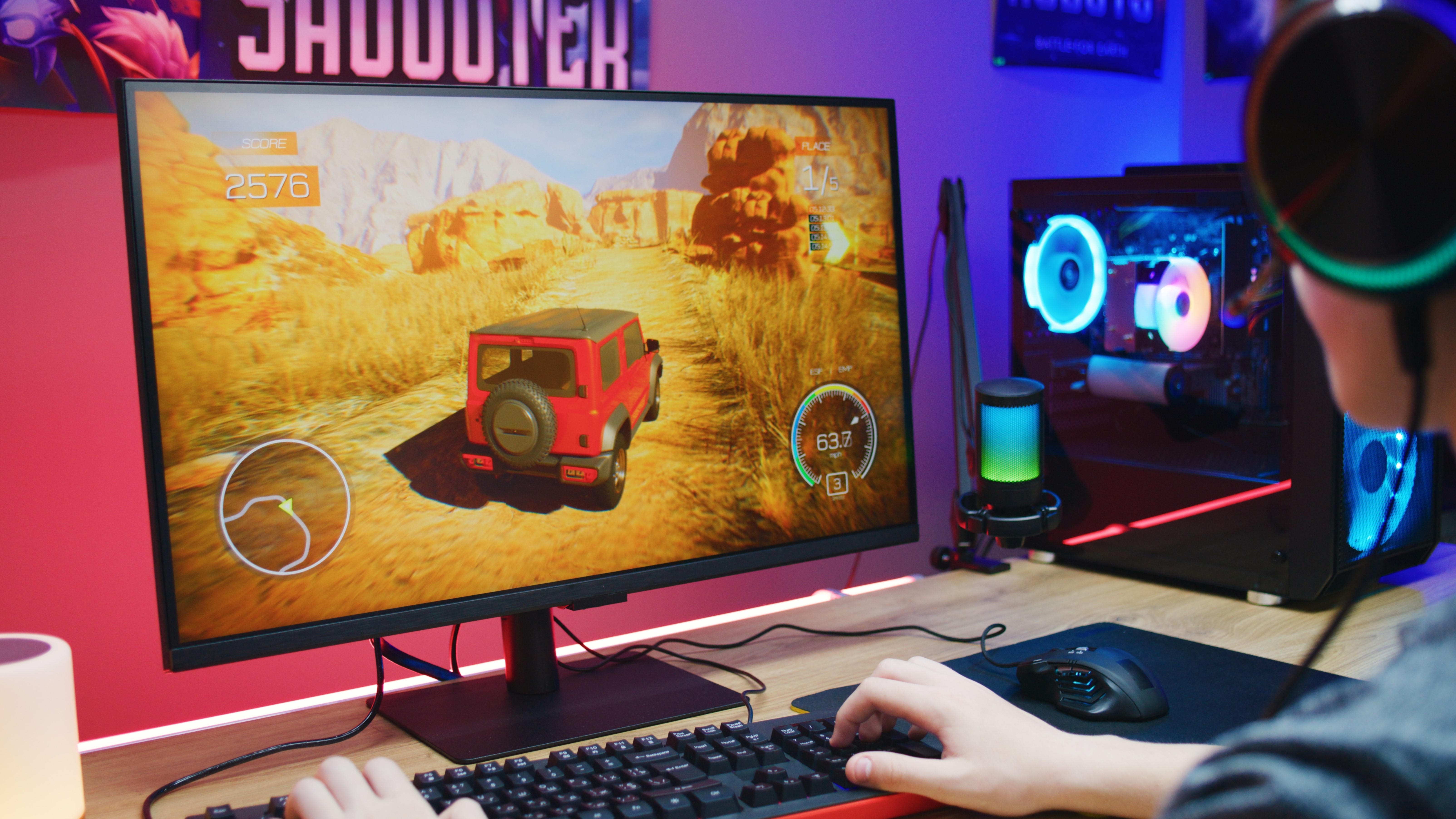 Corsair Xeneon Flex OLED monitor showing bendable display feature