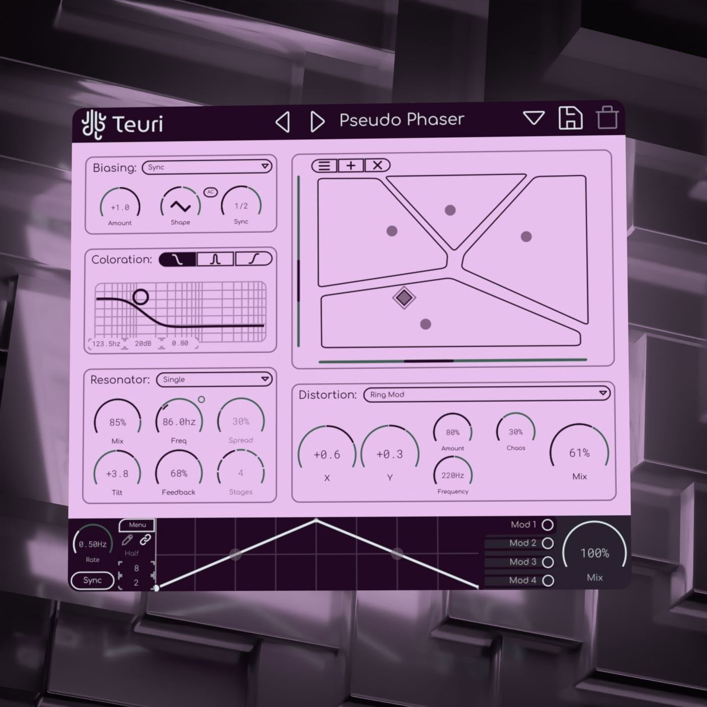 Lese Teuri morphing distortion plugin official render