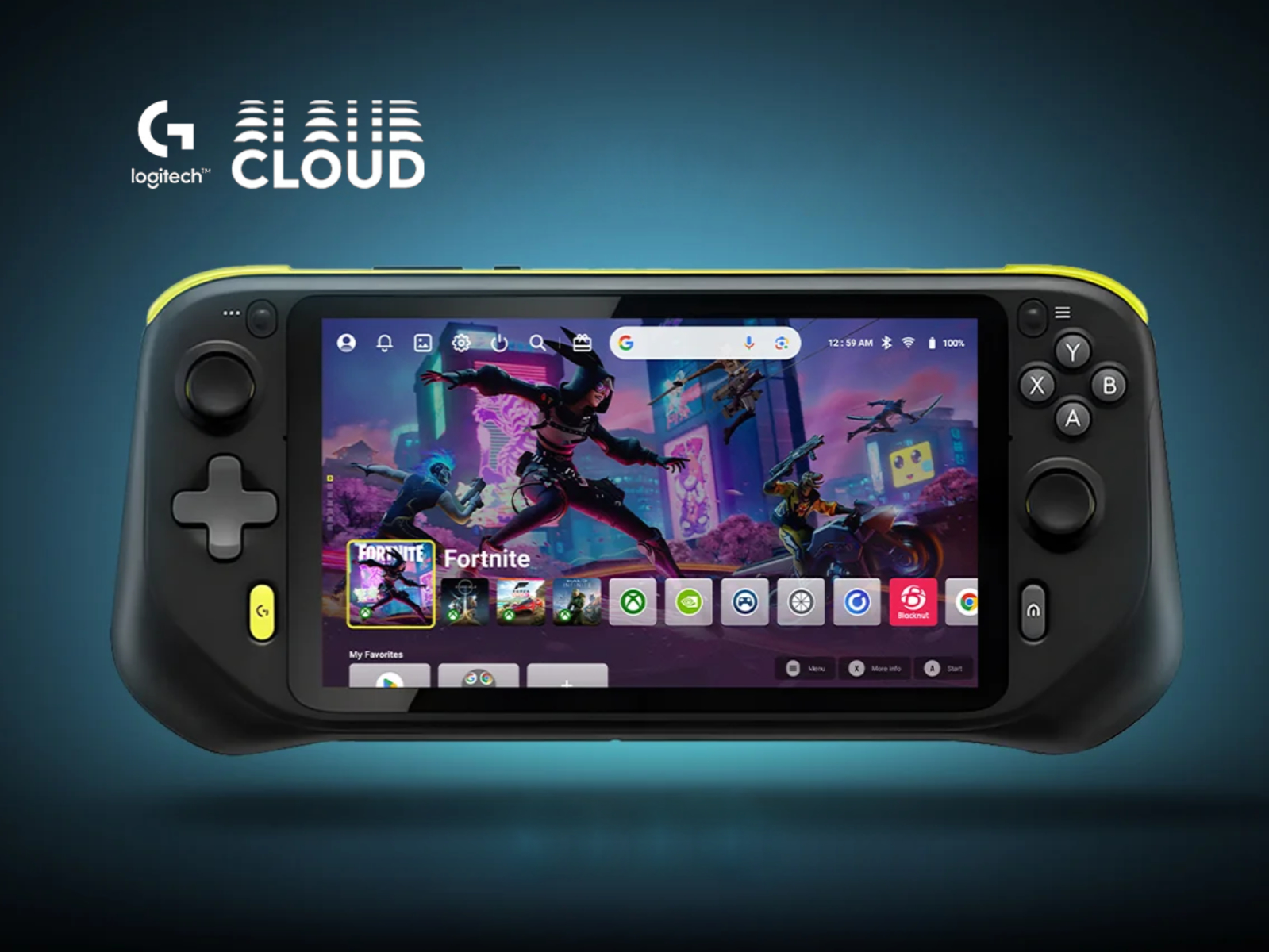 Logitech G Cloud 2 Black Edition with black shell and yellow accents