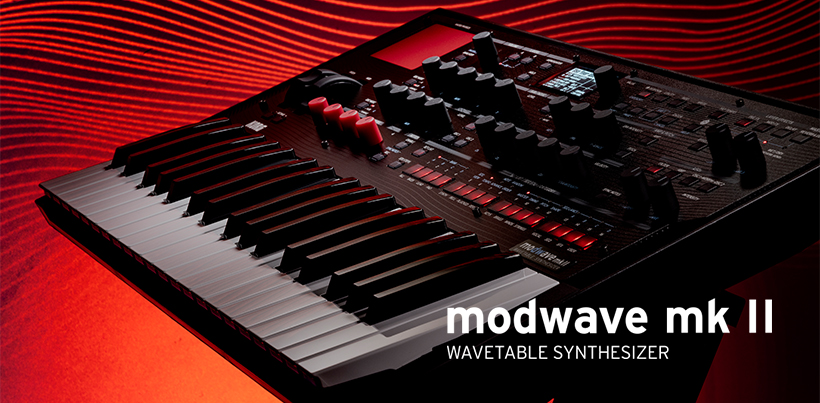 Korg Modwave MkII front panel with red Kaoss Physics pad