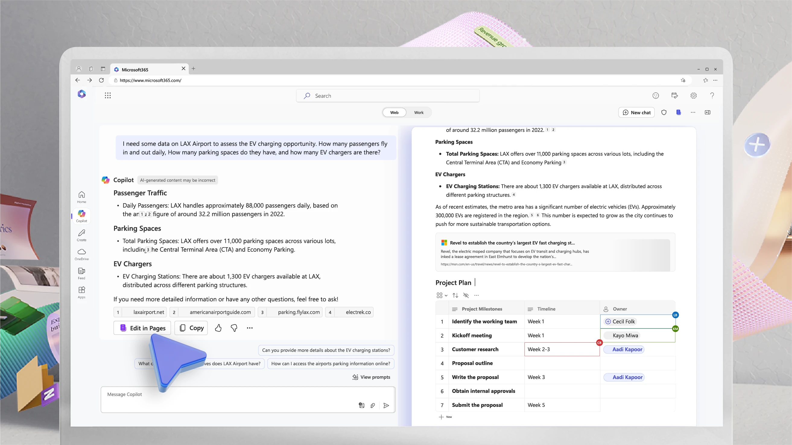 마이크로소프트 코파일럿 페이지스 Wave 2 발표 인터페이스